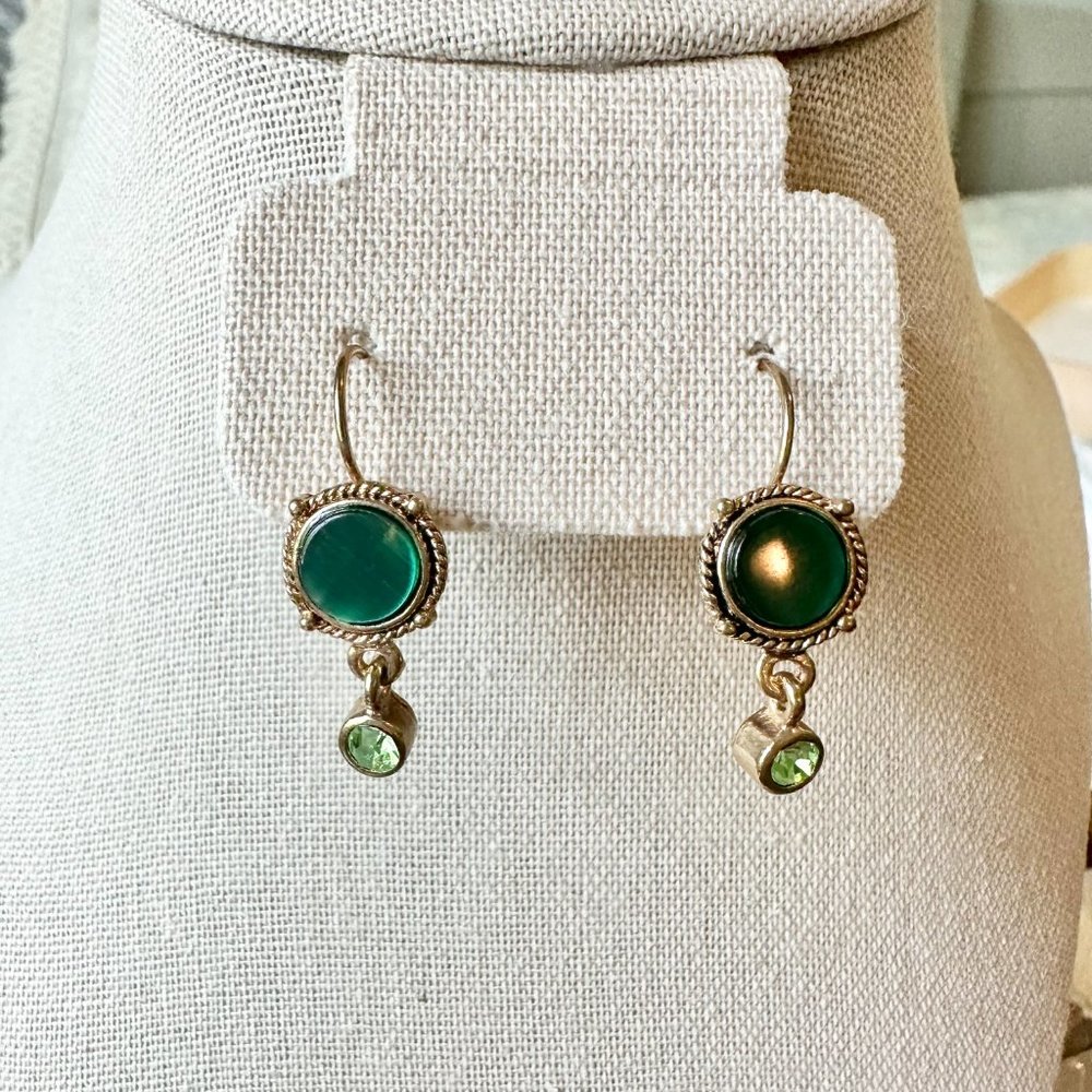 Green Dangle Earrings - Picture 2 of 3